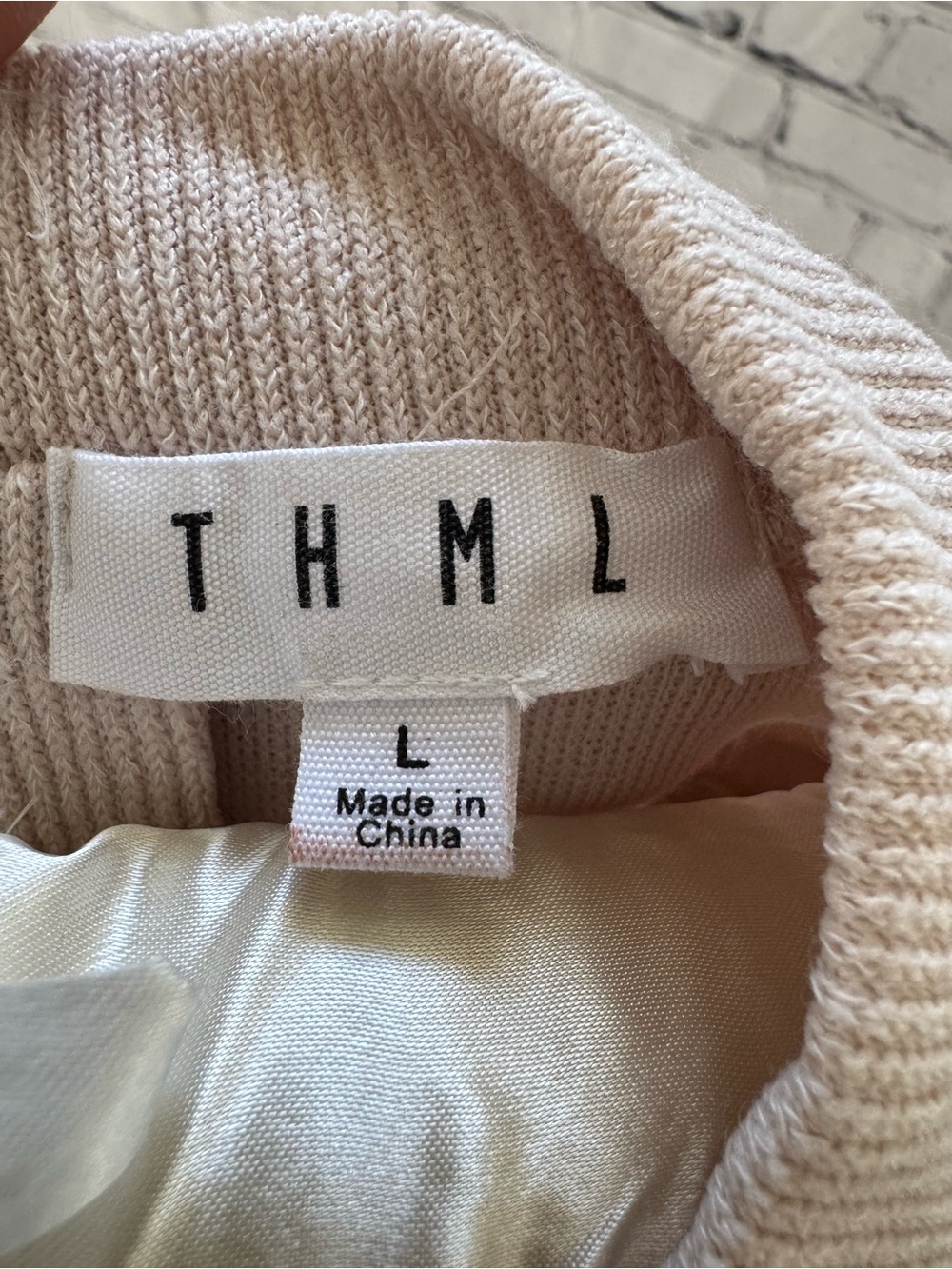 MOD Boutique THML Cream Puff Sleeve Knit  Top Size L NWT - Picture 5 of 9